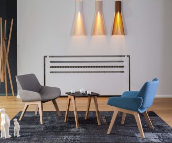 Prostoria Fauteuil design Monk avec revêtement en tissu gris et bleu
