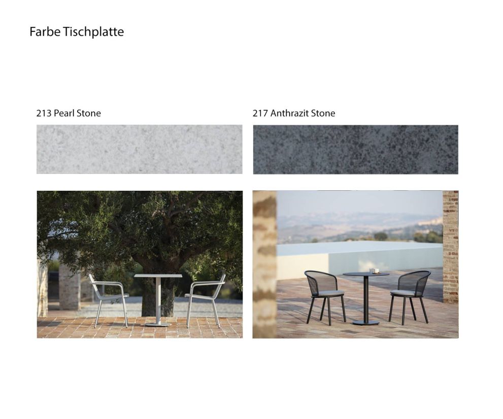 Table Branta Couleurs Plateau Céramique Blanc Pierre Anthracite