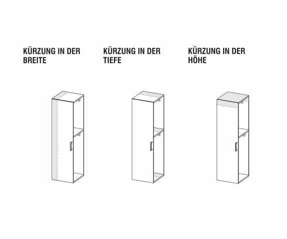Armoire sur mesure Raccourcissement en profondeur Largeur et hauteur