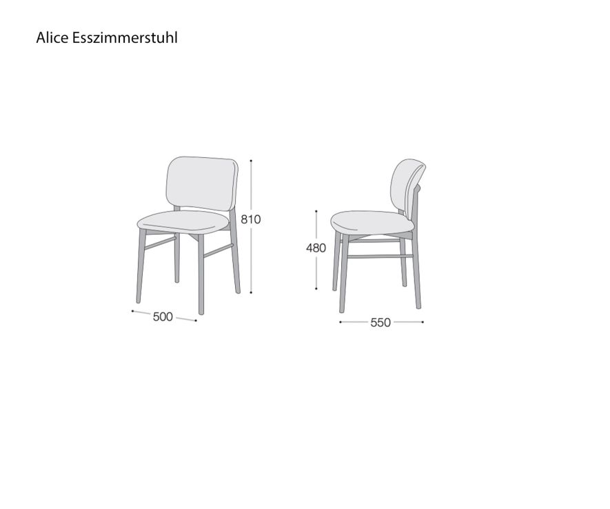 Livitalia Chaise de salle à manger Alice Dimensions de l'esquisse