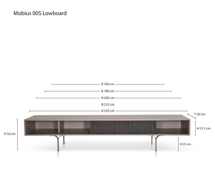 Designer Salon Design Lowboard Mobius 005 de al2 Esquisse Mesures Tailles Indication des tailles
