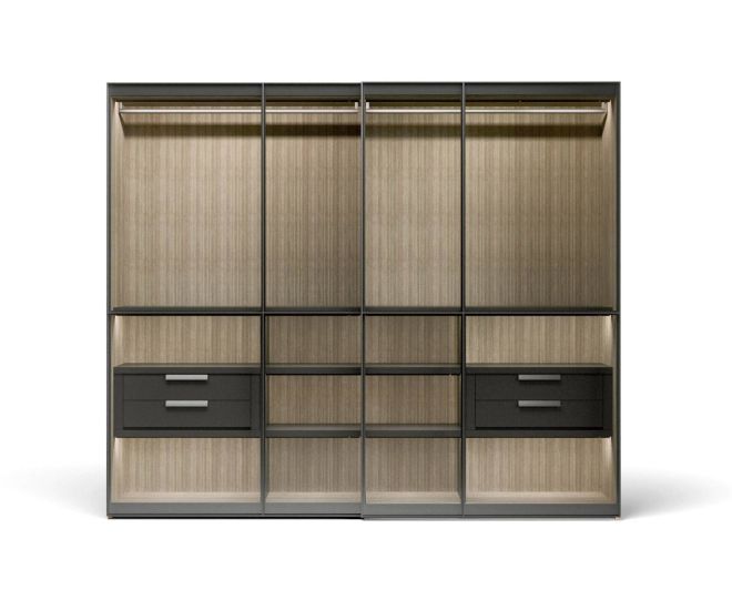 Novamobili Armoire design Layer avec 2 portes coulissantes en verre