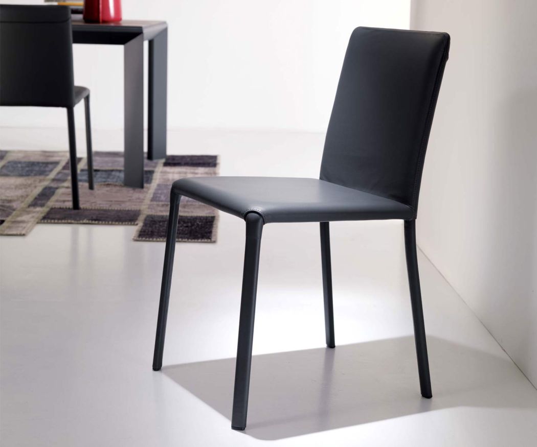 Ozzio Chaise design Lunette cuir gris foncé