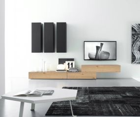 Exclusif Livitalia Meuble-paroi design C14B en plaqué chêne clair