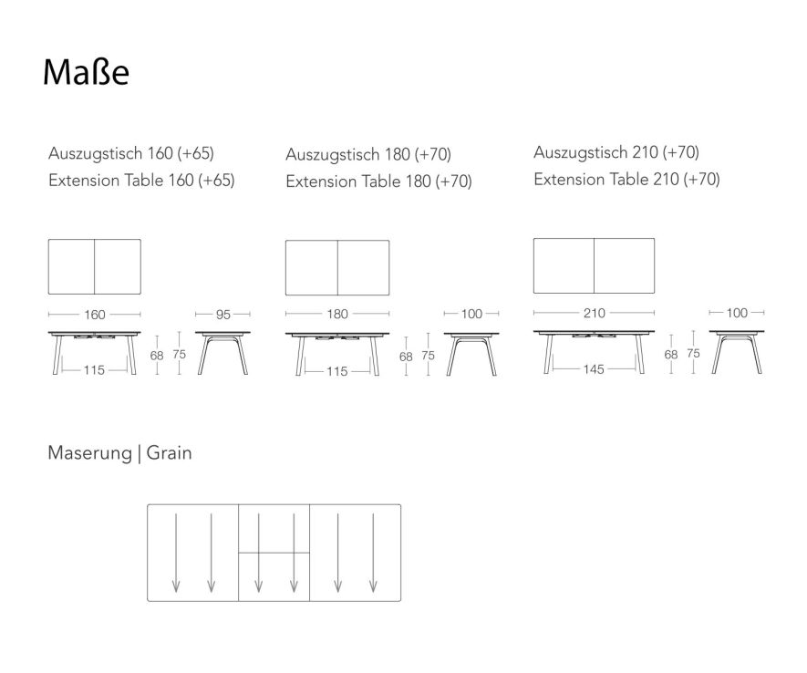 Table de salle à manger extensible Conde House Ten Design Dimensions Esquisse Dimensions