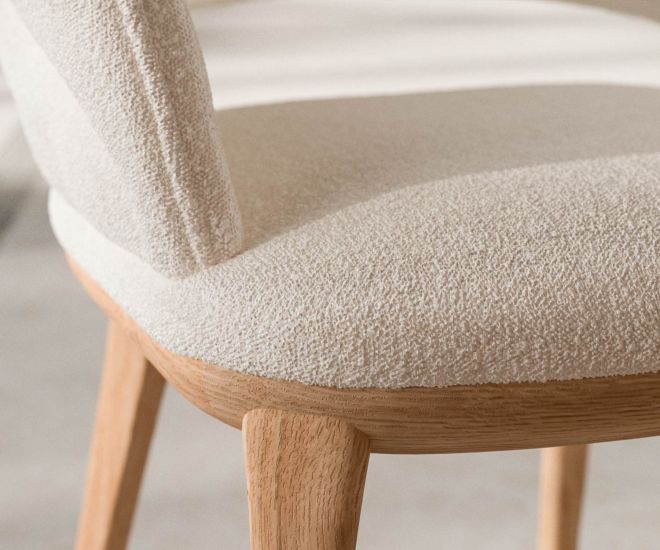 Ozzio Baia S012 Chaise rembourrée claire et douce avec chêne
