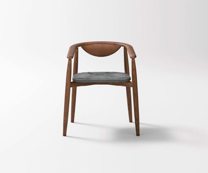 Novamobili Chaise Rose Noyer Assise en paille tressée Graphite