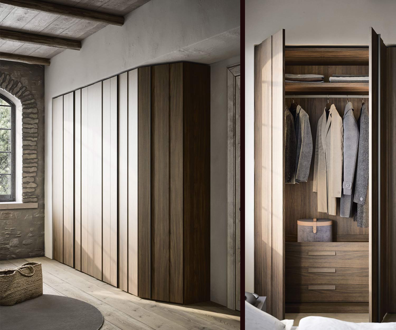 Armoire en bois YNCA Novamobili avec module d'angle