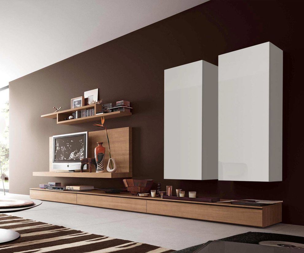 Armoire suspendue design de haute qualité pour le salon, blanc brillant