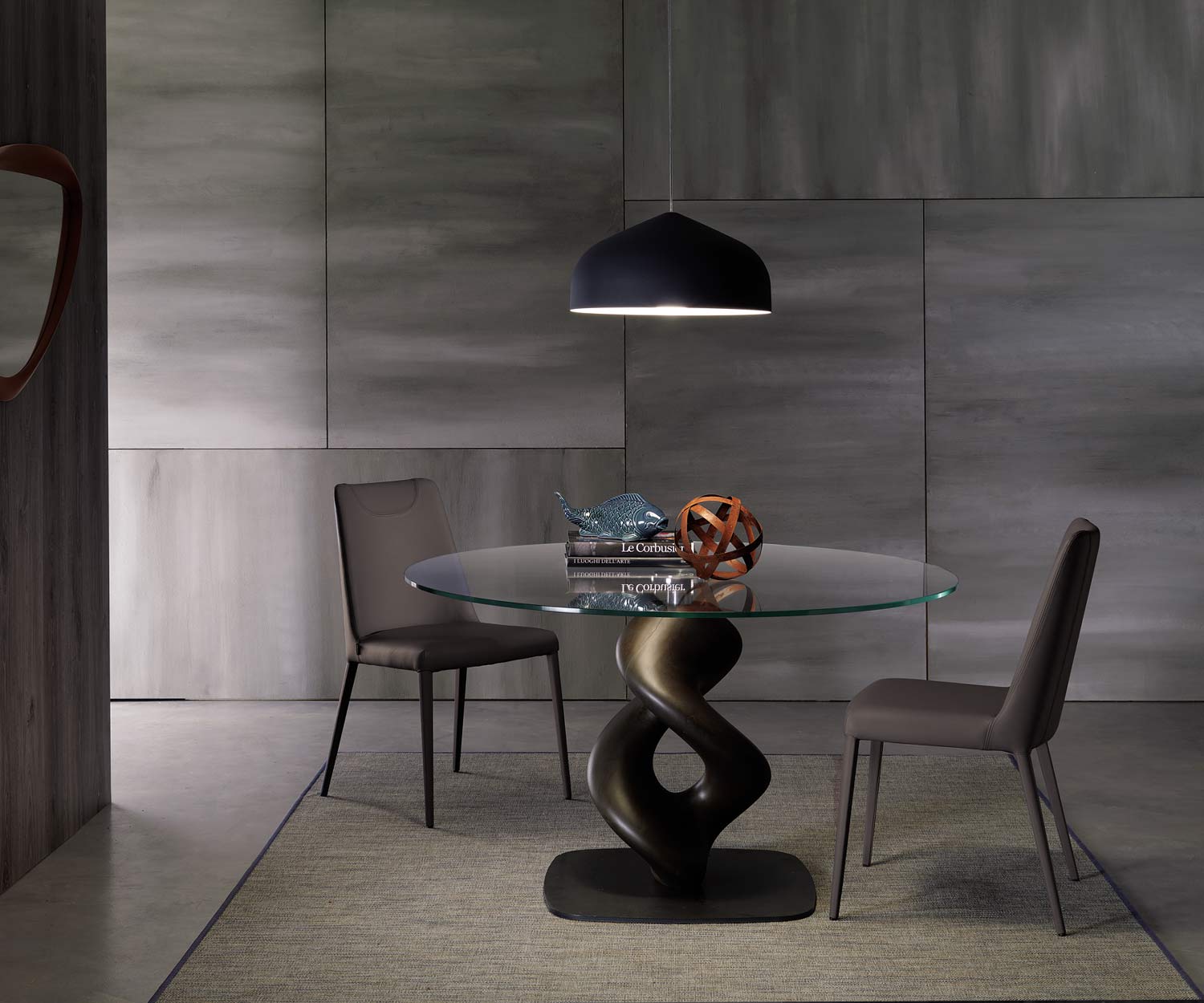 Ozzio Sofia chaise de salle à manger rembourrée gris foncé