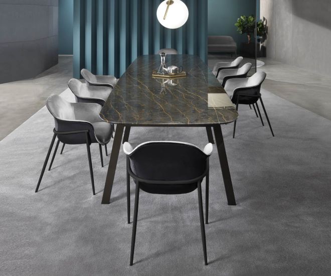 Chaise de salle de conférence polyvalente Marelli Chia en velours gris clair