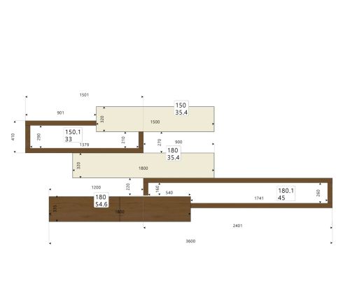 Livitalia Meuble-paroi C25 Esquisse Tailles Dimensions
