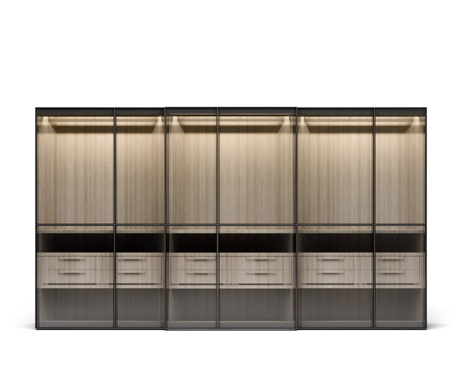 Novamobili Armoire design Layer avec trois portes coulissantes en verre