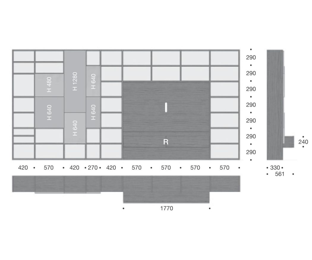 Bibliothèque design C54 Dimensions Esquisse Dimensions
